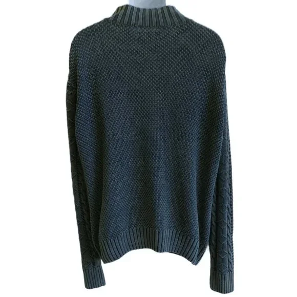 Carbon2Cobalt Stavanger Full Zip 3D Cable Cardigan Nordic Fisherman Linen Cotton
